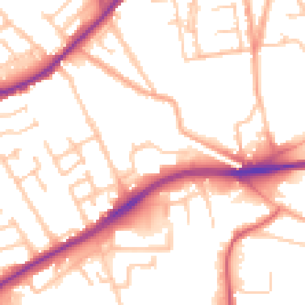 Daytime road noise heatmap for WV10 0PP