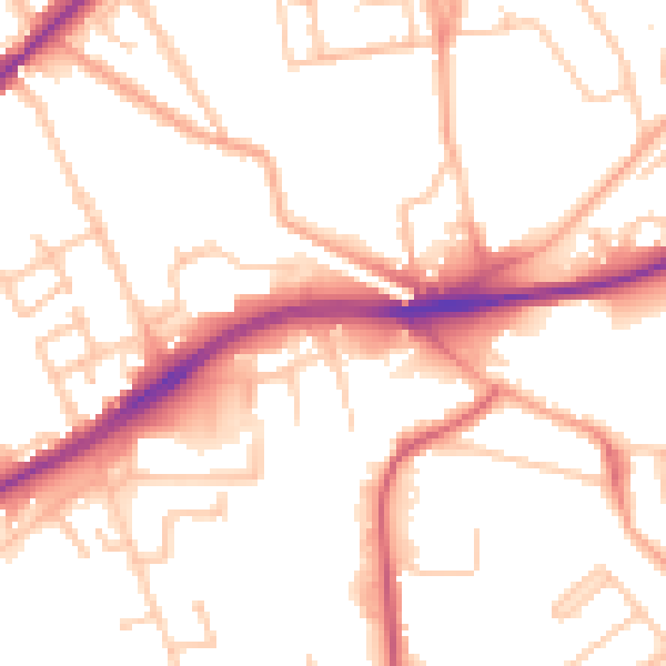 Daytime road noise heatmap for WV10 0QB