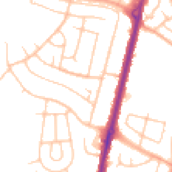 Daytime road noise heatmap for WV10 6ED