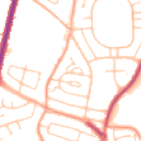 Daytime road noise heatmap for WV10 8JA