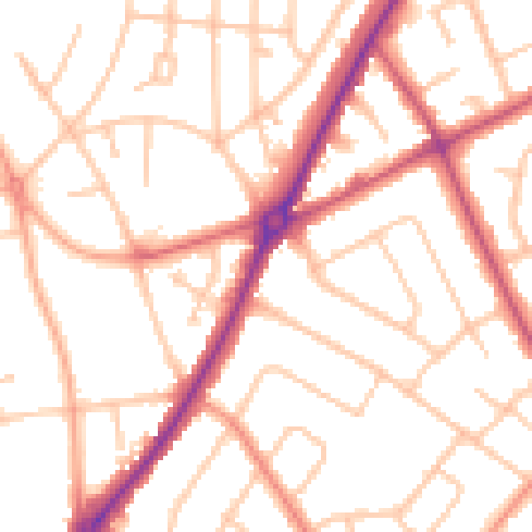 Daytime road noise heatmap for WV10 8PW