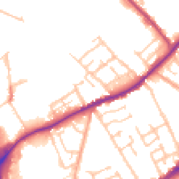 Daytime road noise heatmap for WV10 9BB