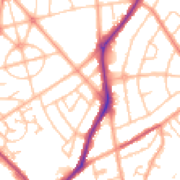 Daytime road noise heatmap for WV10 9QY