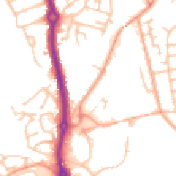 Daytime road noise heatmap for WV10 9TN