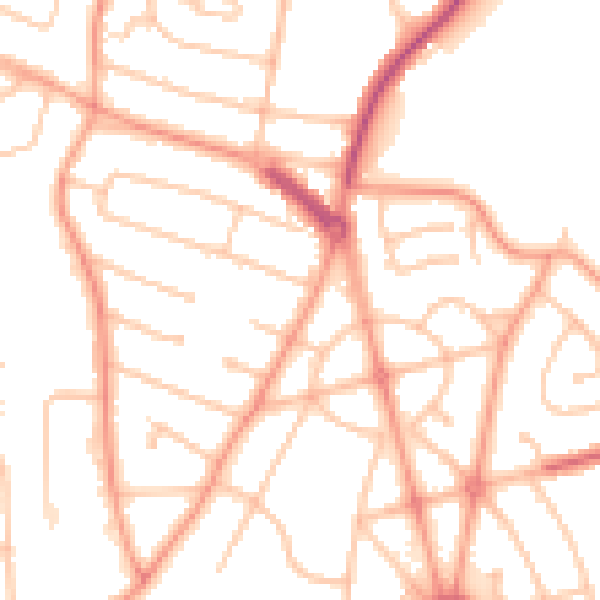 Daytime road noise heatmap for WV10 9UJ