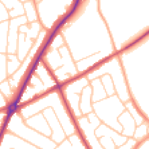 Daytime road noise heatmap for WV11 1AZ