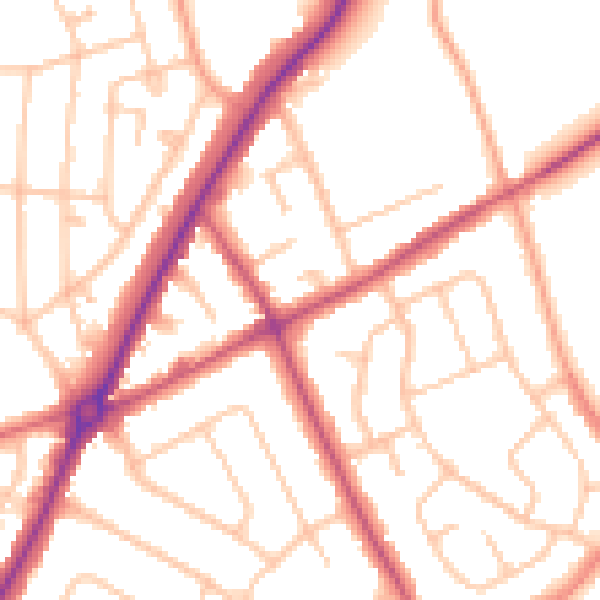 Daytime road noise heatmap for WV11 1BB