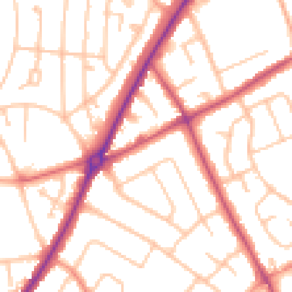 Daytime road noise heatmap for WV11 1BH