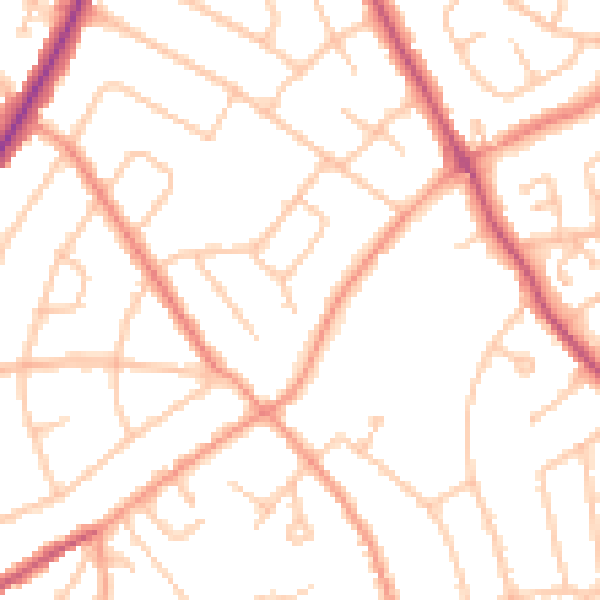 Daytime road noise heatmap for WV11 1BX
