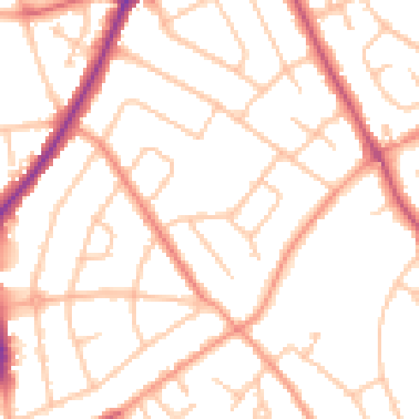 Daytime road noise heatmap for WV11 1BY