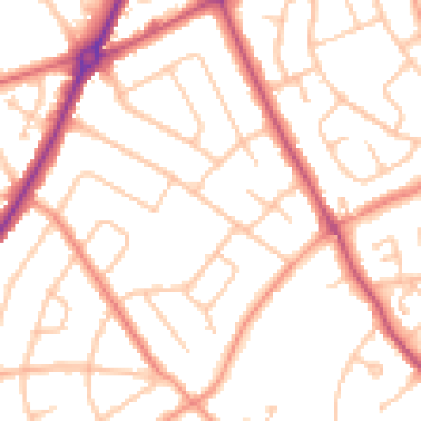 Daytime road noise heatmap for WV11 1DB