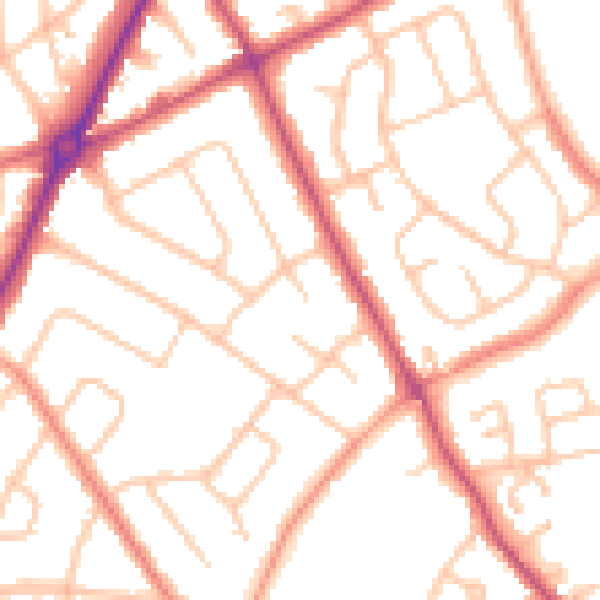 Daytime road noise heatmap for WV11 1DJ