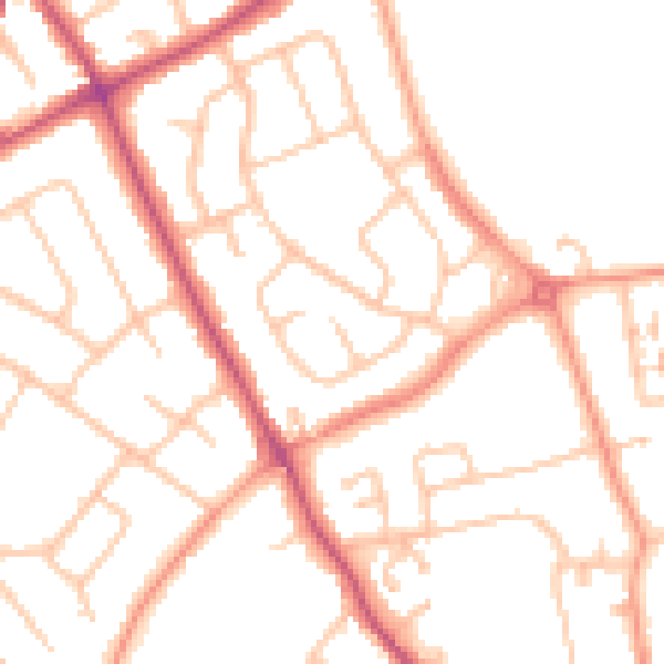 Daytime road noise heatmap for WV11 1HE