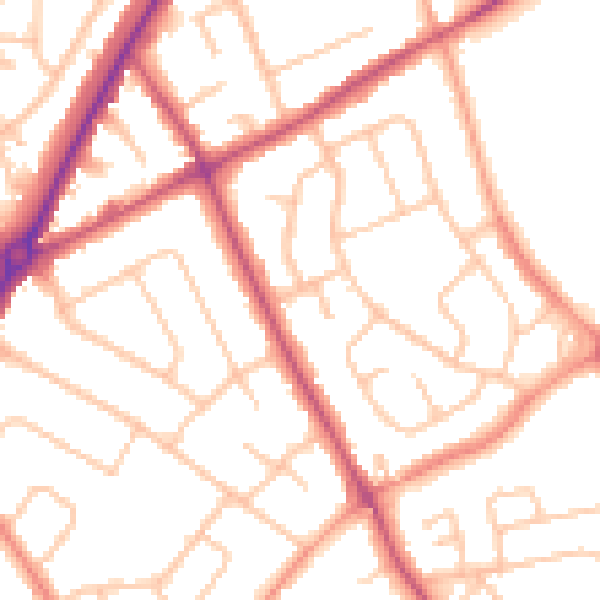 Daytime road noise heatmap for WV11 1JW