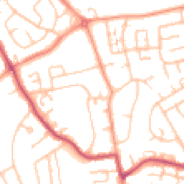 Daytime road noise heatmap for WV11 1NN