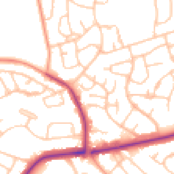 Daytime road noise heatmap for WV11 2PH