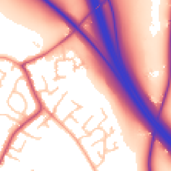 Daytime road noise heatmap for WV11 2SG
