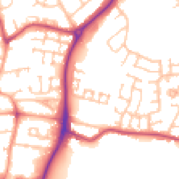Daytime road noise heatmap for WV11 3DY