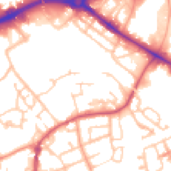Daytime road noise heatmap for WV14 0AF