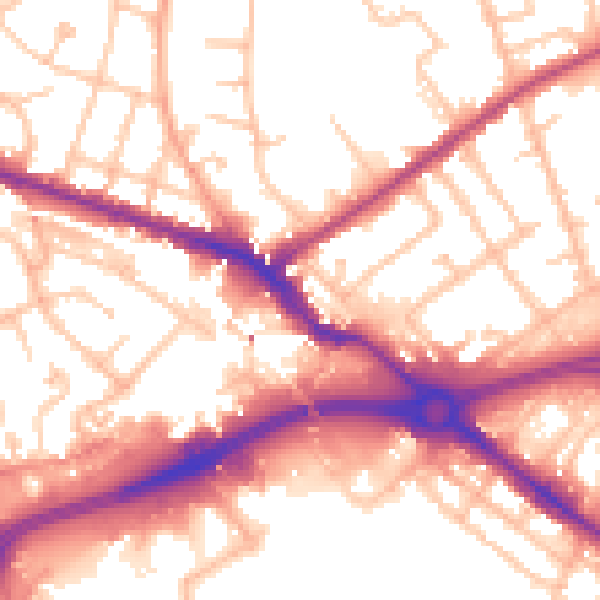 Daytime road noise heatmap for WV14 0AJ