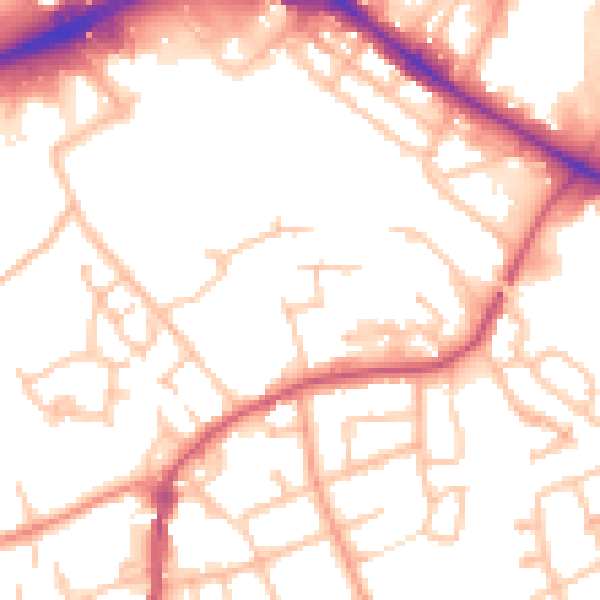 Daytime road noise heatmap for WV14 0AL