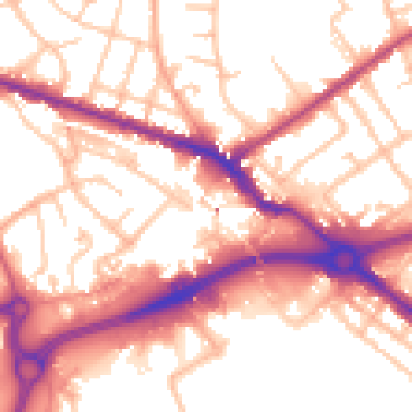 Daytime road noise heatmap for WV14 0AT