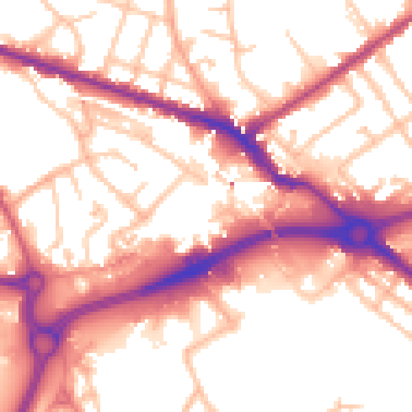 Daytime road noise heatmap for WV14 0AX