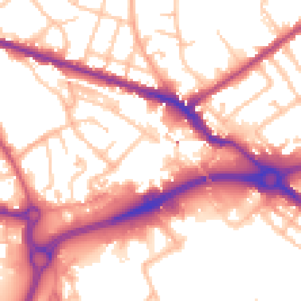 Daytime road noise heatmap for WV14 0BA