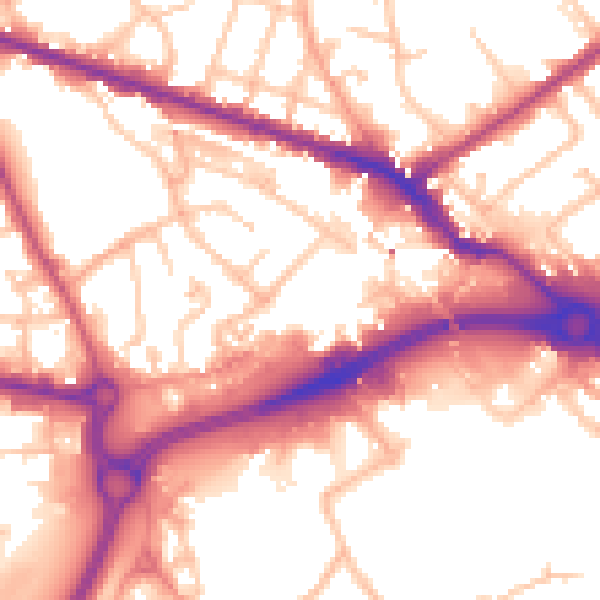 Daytime road noise heatmap for WV14 0BJ
