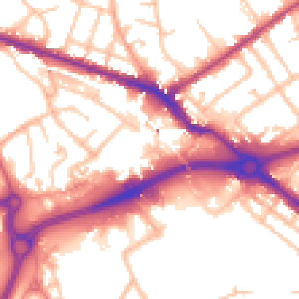 Daytime road noise heatmap for WV14 0BQ