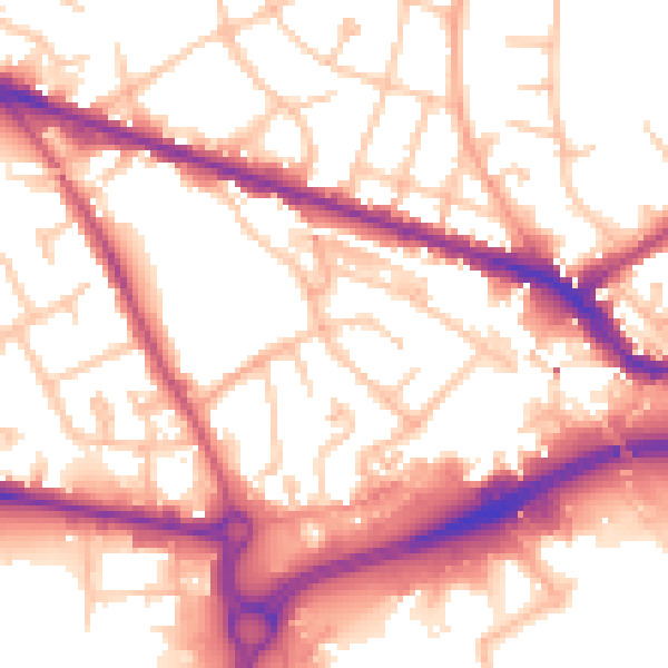 Daytime road noise heatmap for WV14 0BU
