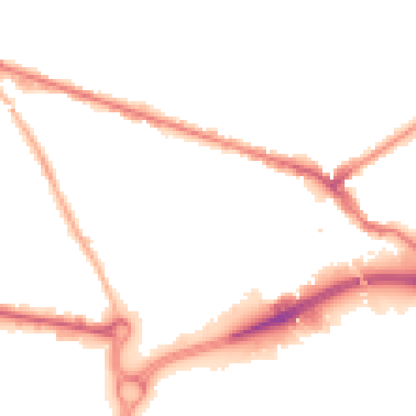 Night-time road noise heatmap for WV14 0BY