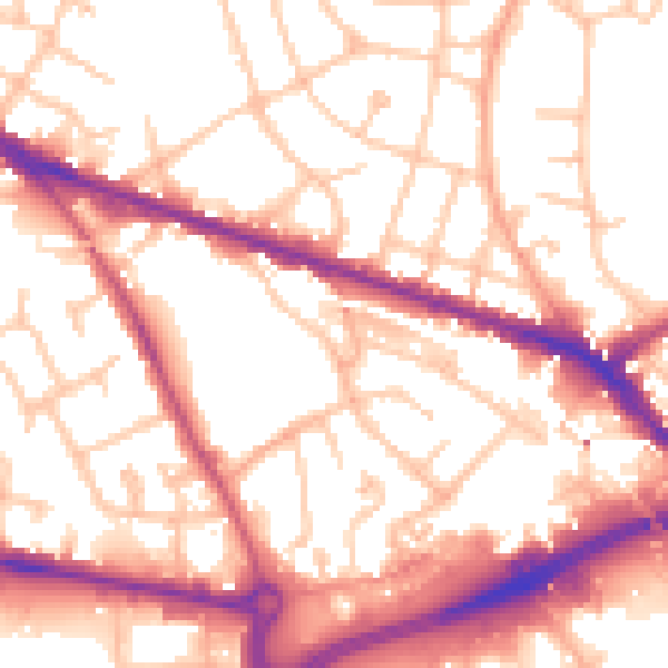 Daytime road noise heatmap for WV14 0BZ