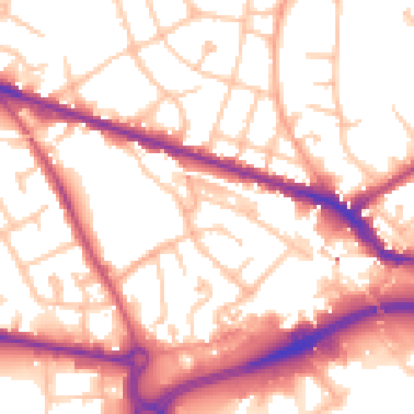 Daytime road noise heatmap for WV14 0DA