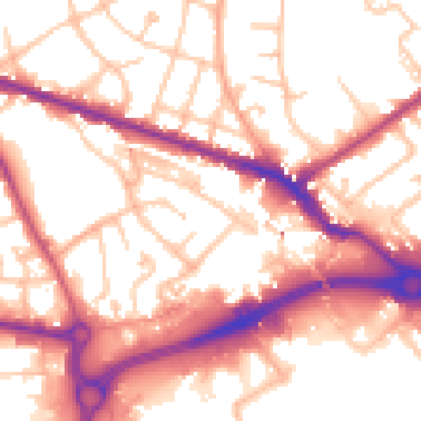 Daytime road noise heatmap for WV14 0DF