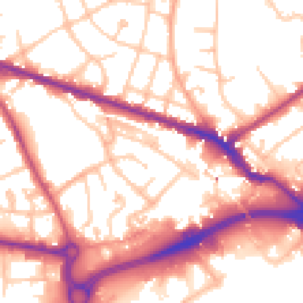 Daytime road noise heatmap for WV14 0DQ