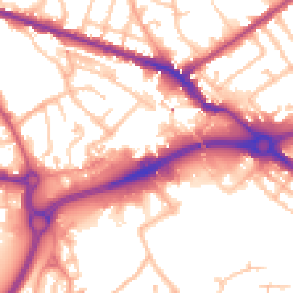 Daytime road noise heatmap for WV14 0DR