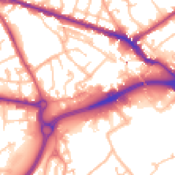 Daytime road noise heatmap for WV14 0EH