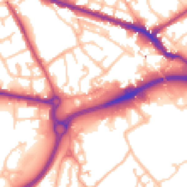 Daytime road noise heatmap for WV14 0EP