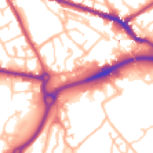 Daytime road noise heatmap for WV14 0FA