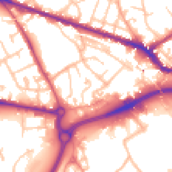 Daytime road noise heatmap for WV14 0HE