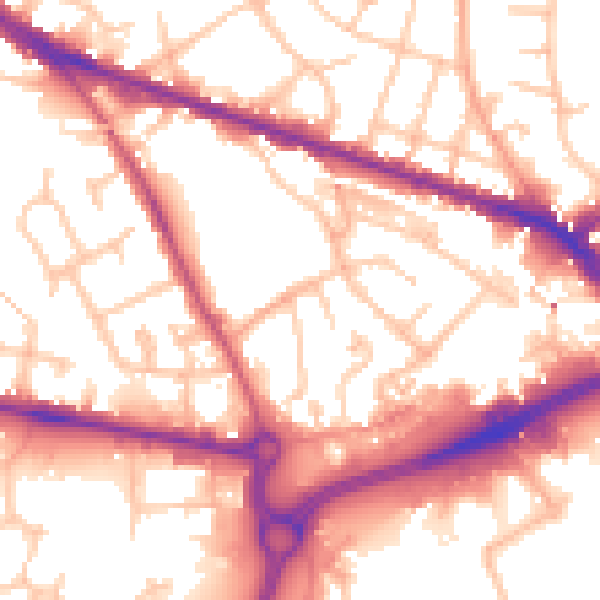 Daytime road noise heatmap for WV14 0HF
