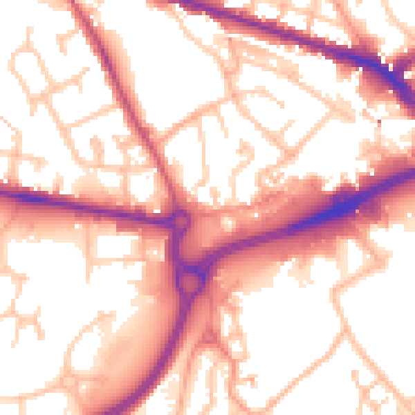 Daytime road noise heatmap for WV14 0HH