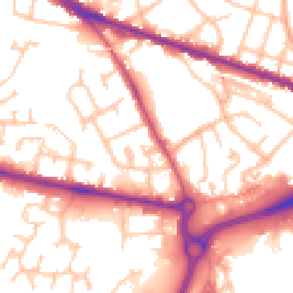 Daytime road noise heatmap for WV14 0HL