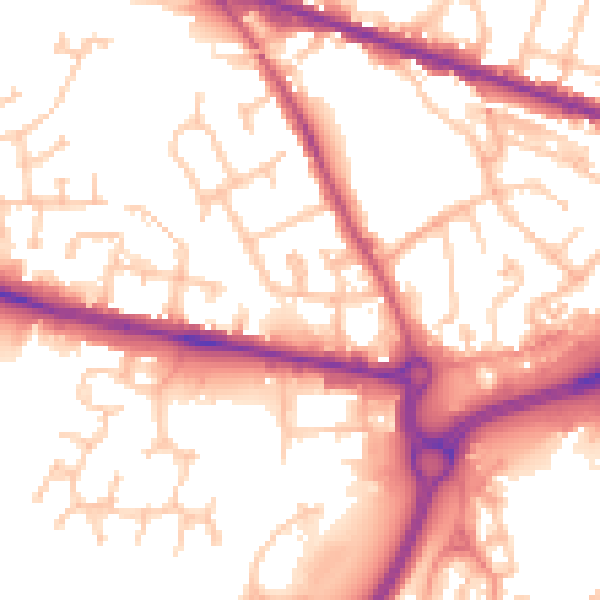 Daytime road noise heatmap for WV14 0HN