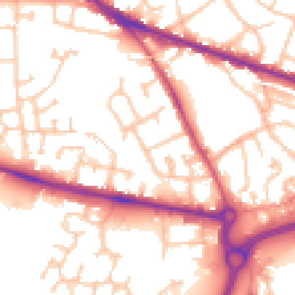 Daytime road noise heatmap for WV14 0HP