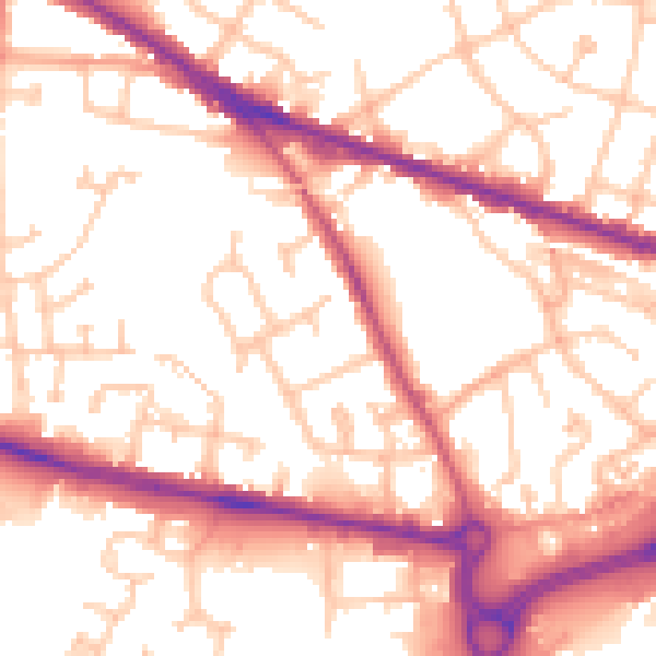 Daytime road noise heatmap for WV14 0HS