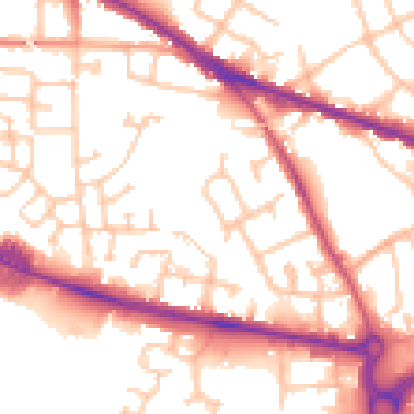 Daytime road noise heatmap for WV14 0HU