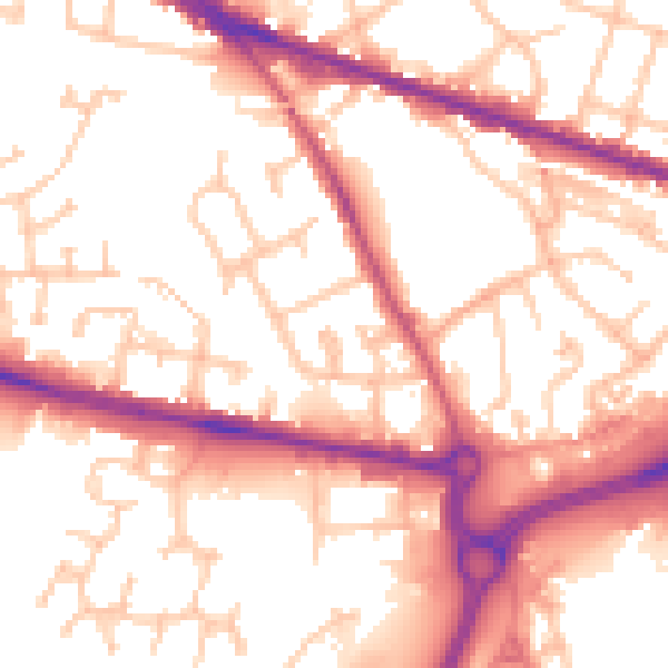 Daytime road noise heatmap for WV14 0HW