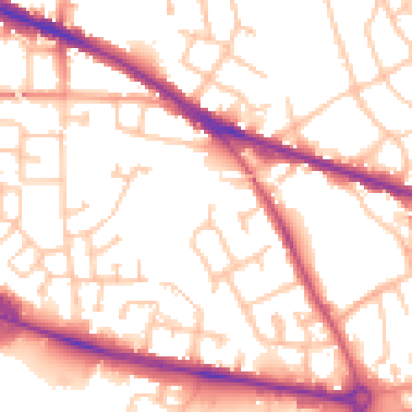Daytime road noise heatmap for WV14 0HX